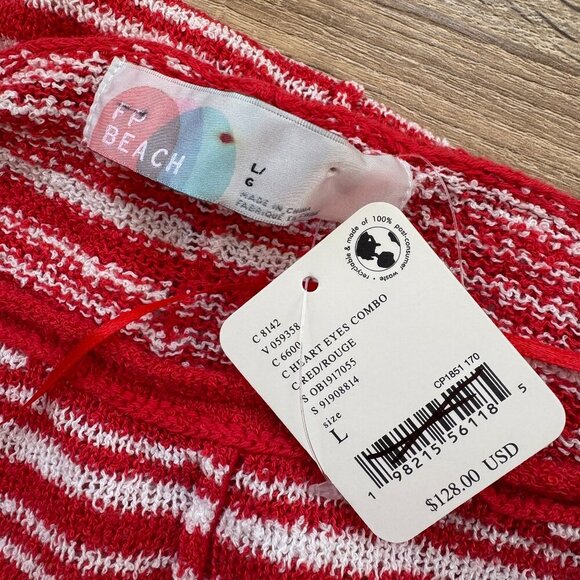 NWT Free People Bailey 3 Piece Sweater Set Skirt Top Terry Red White Stripe - Picture 4 of 14